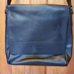 Authentic Coach Black Leather Messenger Bag